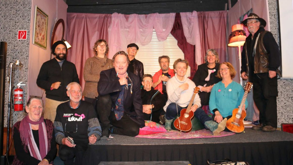 CAST-AND-CREW-HAPPY-TOGETHER-AT-GUILDFORD-AFTER-FINAL-SHOW-1920 Original cast, creatives and crew after the sell-out Guildford premiere of Uked!